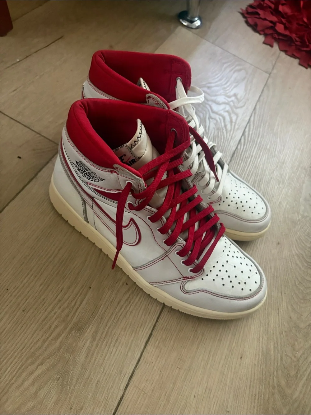 Air Jordan 1 High-Top Sneakers — White with Red Accents size 12 M